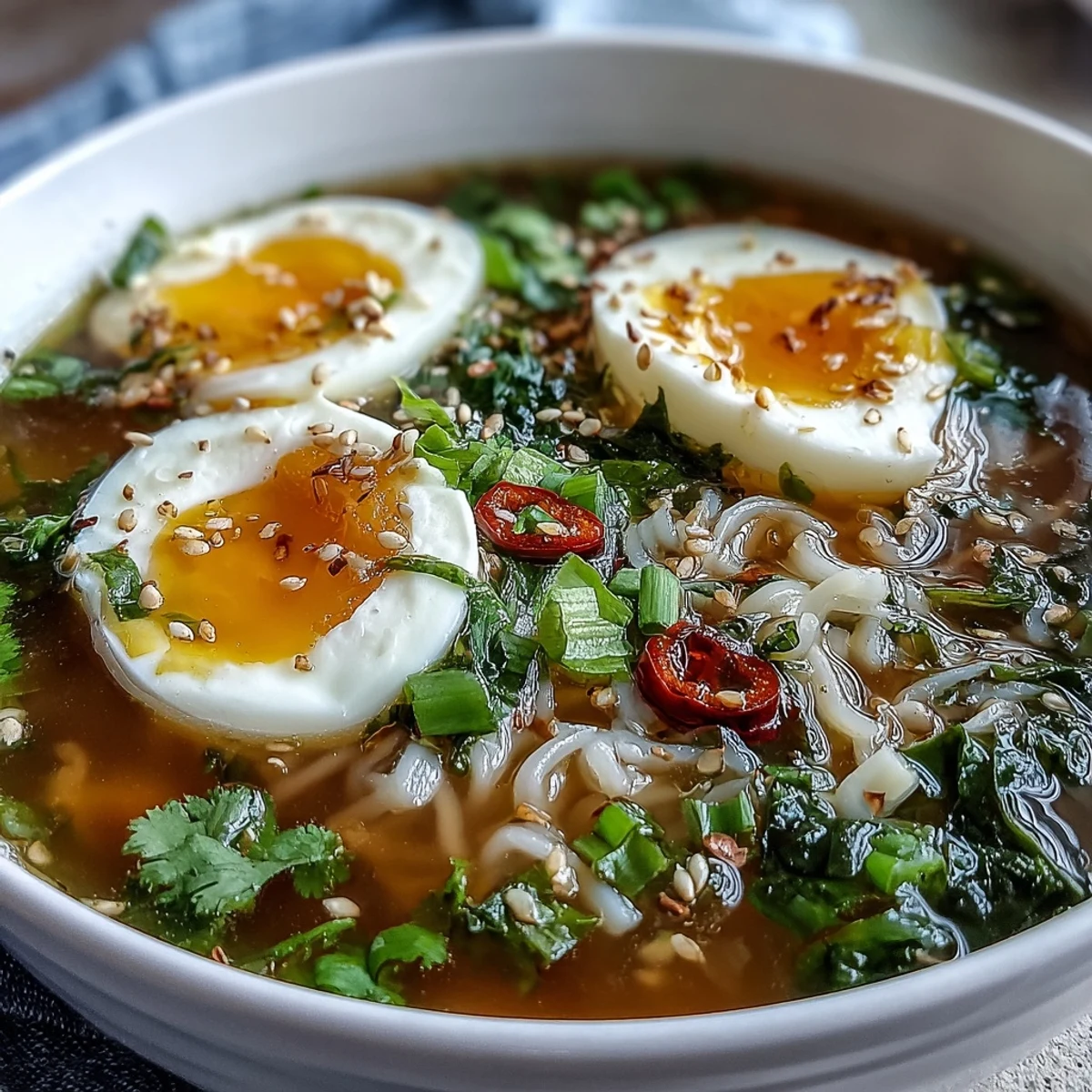 Garnished with spring onion and sesame seeds, Shirataki Noodles With Broth offers a low-carb, gluten-free meal ready in minutes.