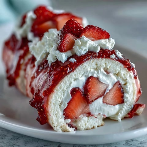 Close-up of Strawberry Shortcake Sushi Roll slices on a platter, showing creamy filling and bright strawberry pieces.