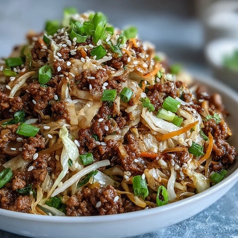 Tender ground pork and crunchy cabbage slaw sizzle together in this savory Egg Roll in a Bowl.