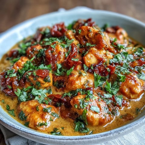 Spoonful of Easy Chicken Curry lifted from the pan, revealing the rich, aromatic gravy and tender chicken pieces for a cozy weeknight meal.