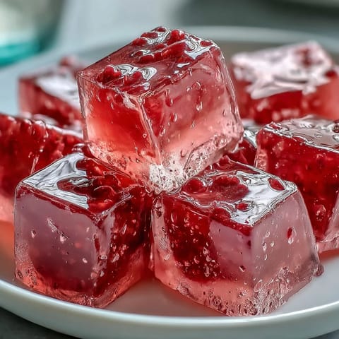 Fragrant rose and strawberry gelatin cubes suspended in silky milk and cream, creating a stunning layered dessert.