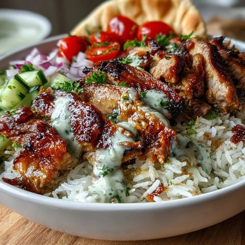 Vibrant Middle Eastern Shawarma Bowl bursting with spiced chicken and creamy tahini.