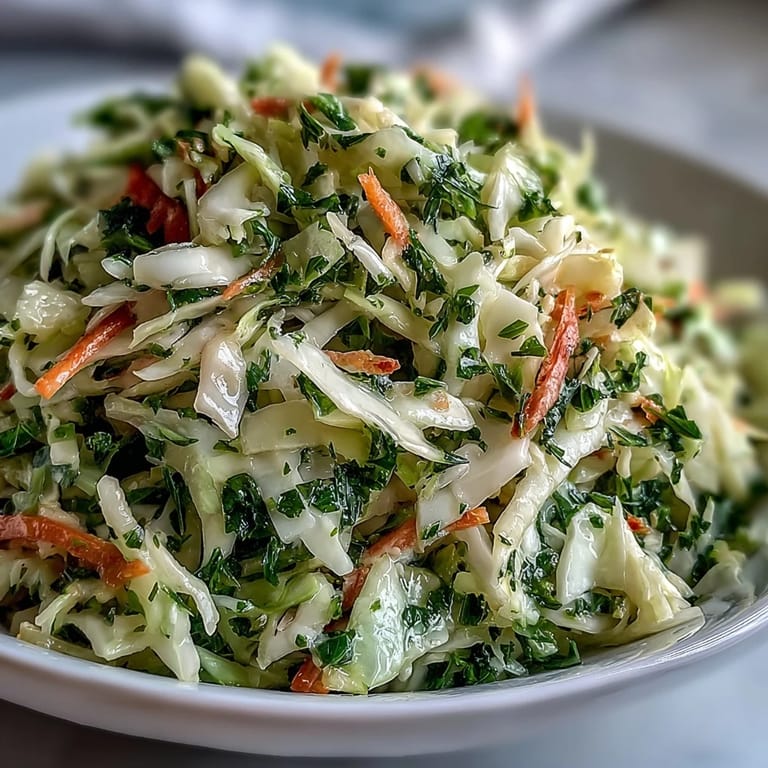 Close-up view of the colorful Sauerkraut Slaw, ready to be served with a meal.