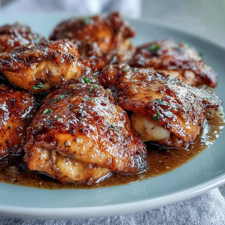 Gluten-free honey mustard chicken main dish, juicy and saucy, perfect for spooning over creamy mashed potatoes with fresh parsley garnish.