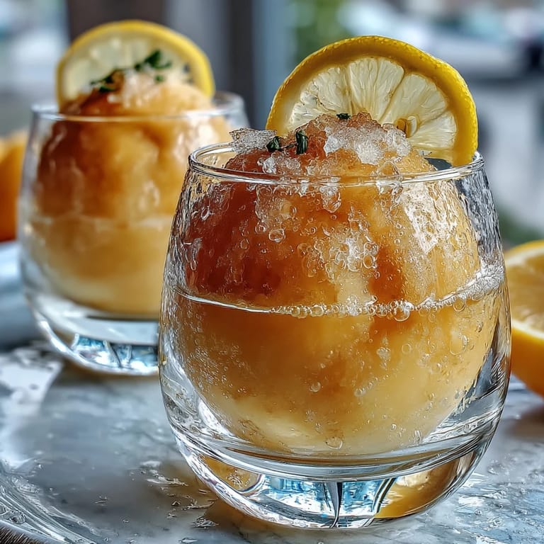 Vibrant lemon sorbet and Limoncello create a bubbly, tangy dessert drink with sparkling water and citrus garnish.