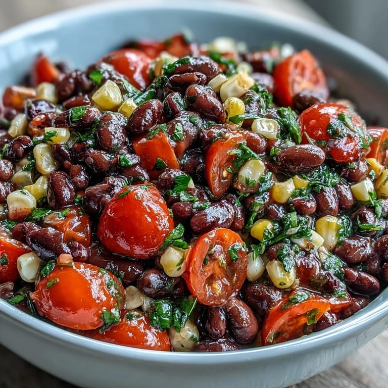 Fresh cowboy caviar dip featuring black beans, sweet corn, and pico de gallo—perfect for summer snacking.