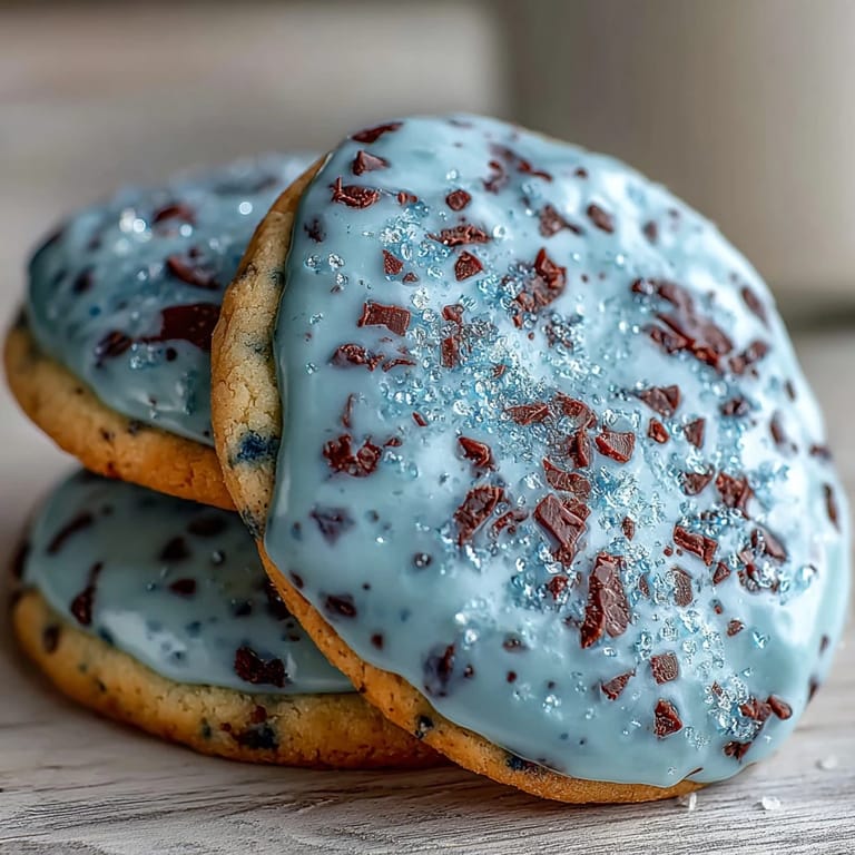 Delightful robins egg speckled sugar cookies, featuring a crisp buttery base and charming blue icing with cocoa flecks.