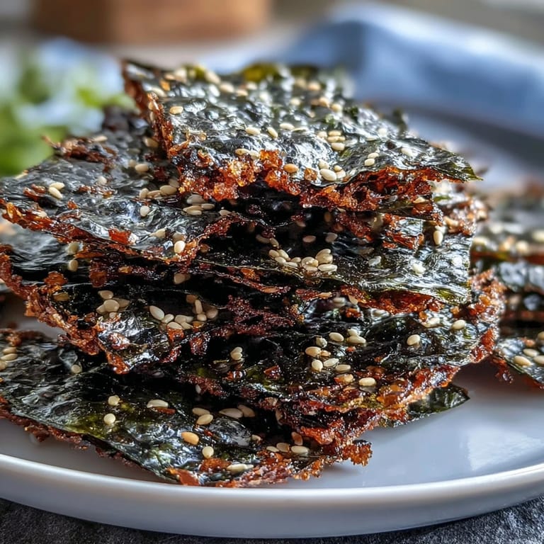 Savory seaweed snack chips baked with sea salt and toasted sesame.