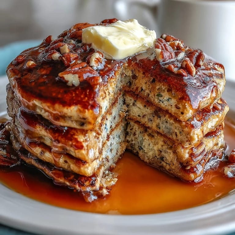Enjoy these wholesome High Fiber Protein Pancakes, perfectly golden brown and warm.