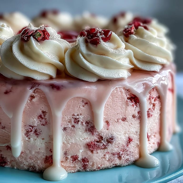This Bridal Shower Rosé Velvet Cake features decadent cream cheese frosting and gilded edges.