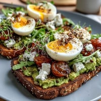 Vibrant Spring Brunch Avocado Toast Board with fresh toppings, creamy avocado spread, and colorful garnishes on rustic bread slices.