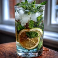 A colorful lemonade bar with fresh fruit, herbs, and syrups for a customizable graduation party drink station.